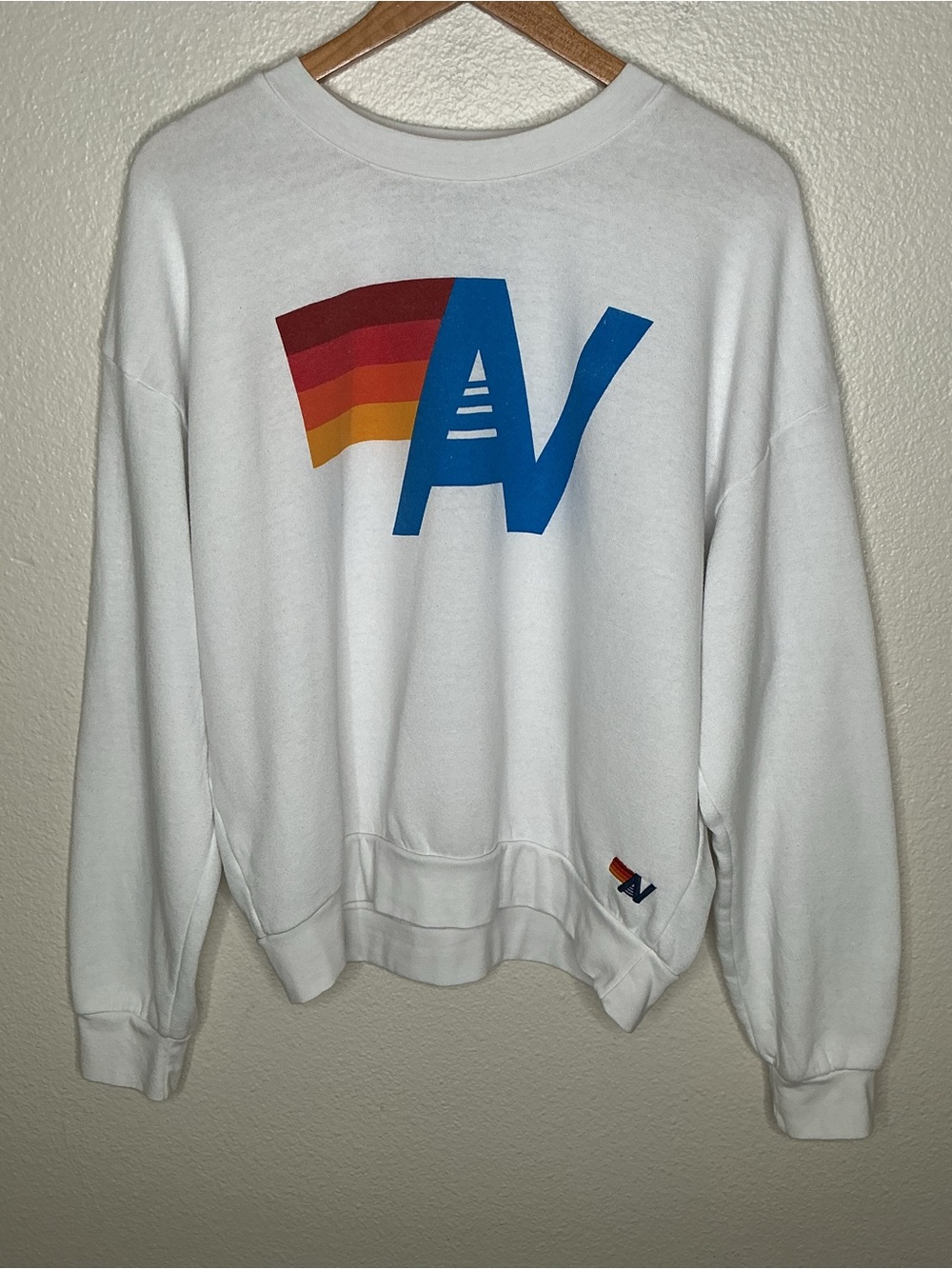 Aviator Nation logo crewneck sweatshirt white small